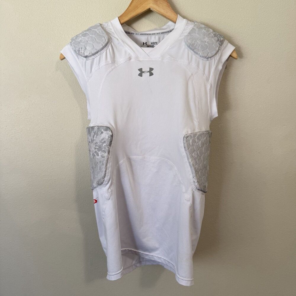 Under Armour Gameday Armour Padded Football Pad Shirt Mens M White/Gray